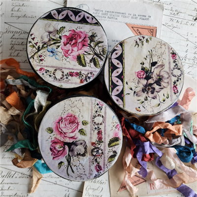 3" Assorted French Wallpaper Paper Mache Box