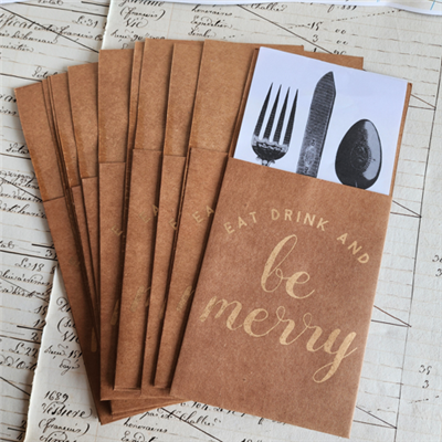 Be Merry Paper Cutlery Sleeves - 12pc