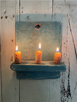 Blue Green Chippy Candle Shelf