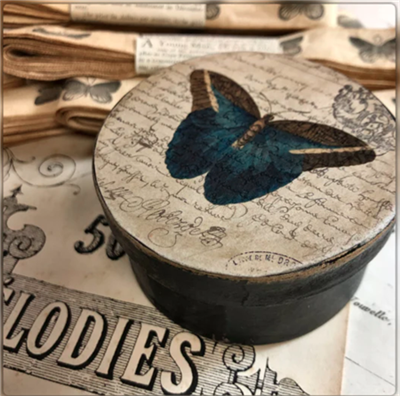 3" Butterfly Paper Mache Round Boxes