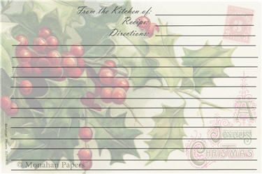 Holly and Ivy Recipe Cards - C125RECIPE