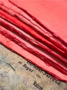 Handmade Deckled Edge Reddish Colored Paper Bundles