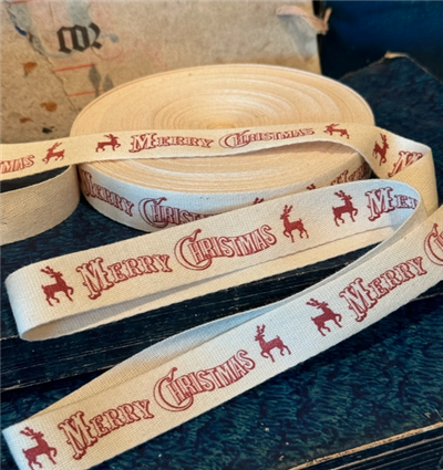 Merry Christmas Deer Cotton Ribbon