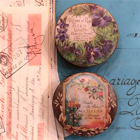 3" French Style Paper Mache Round Boxes