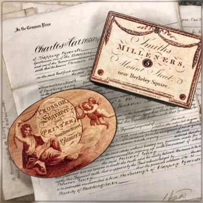 English Engraver and Milliner's Paper Mache Boxes