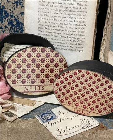 3" French Papier Dominote Paper Mache oval Boxes