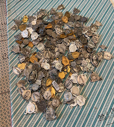 Antique French Rosary Hearts - Sets/5