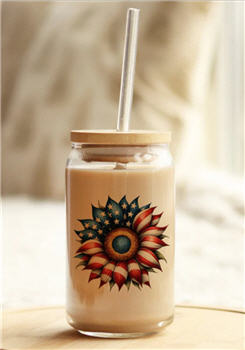 Americana Sunflower Glass Tumbler - 16 oz.