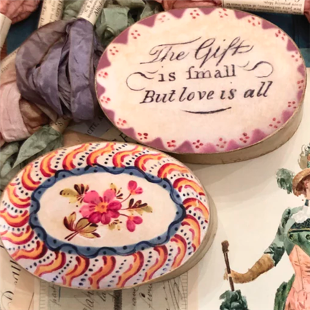 5” British Style Paper Mache Oval Boxes