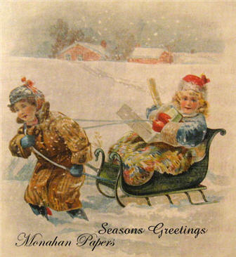 Seasons Greetings Sledding Children - C12