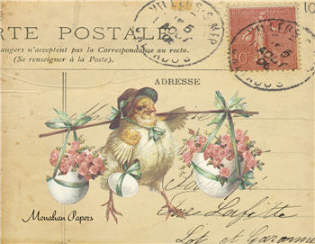Chick with Flowers Postcard - E71