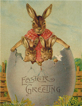 Easter Greetings Bunnies in Cracked Egg - E99