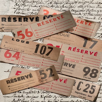 Antique French Scrap Railway Tickets Set/10 Assortment bundle